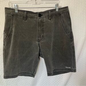 Volcom Surf & Turf True To This Flat Front Drawstring Shorts Gray Size 32